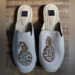 WHBM Rhinestone Pineapple Espadrille Slides - Size 8M